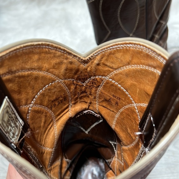 Nocona Lizard Toe Brown vantage Leather Western Boots Womens Size 6 A - Picture 13 of 13